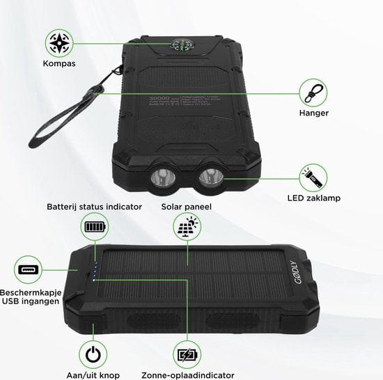 GØDLY® Solar Powerbank - 30000 mAh