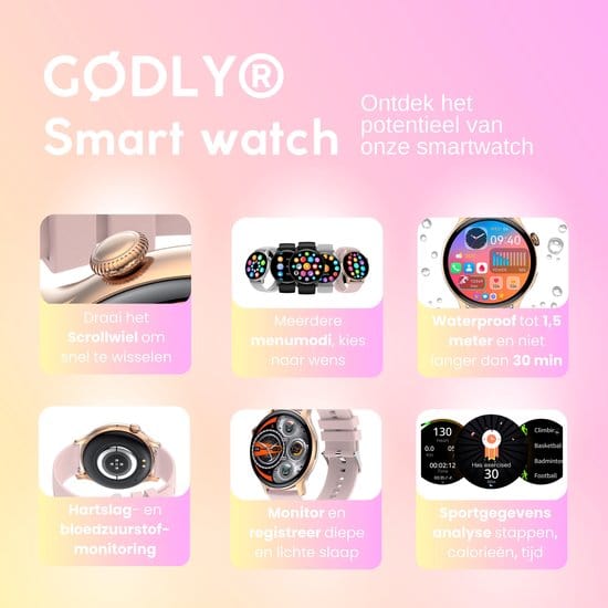 GØDLY® Amoled Smartwatch - Roze