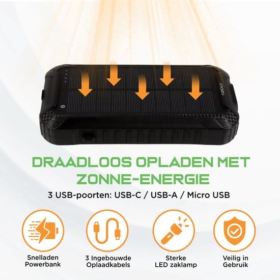 GØDLY® Solar Powerbank - 33000 mAh